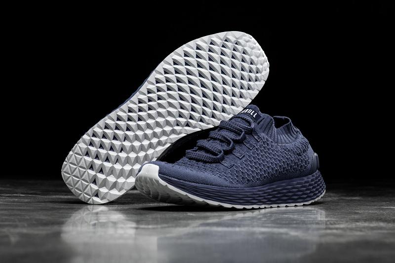 Navy Nobull Reflective Knit Runner Men's Running Shoes | CA F1076D